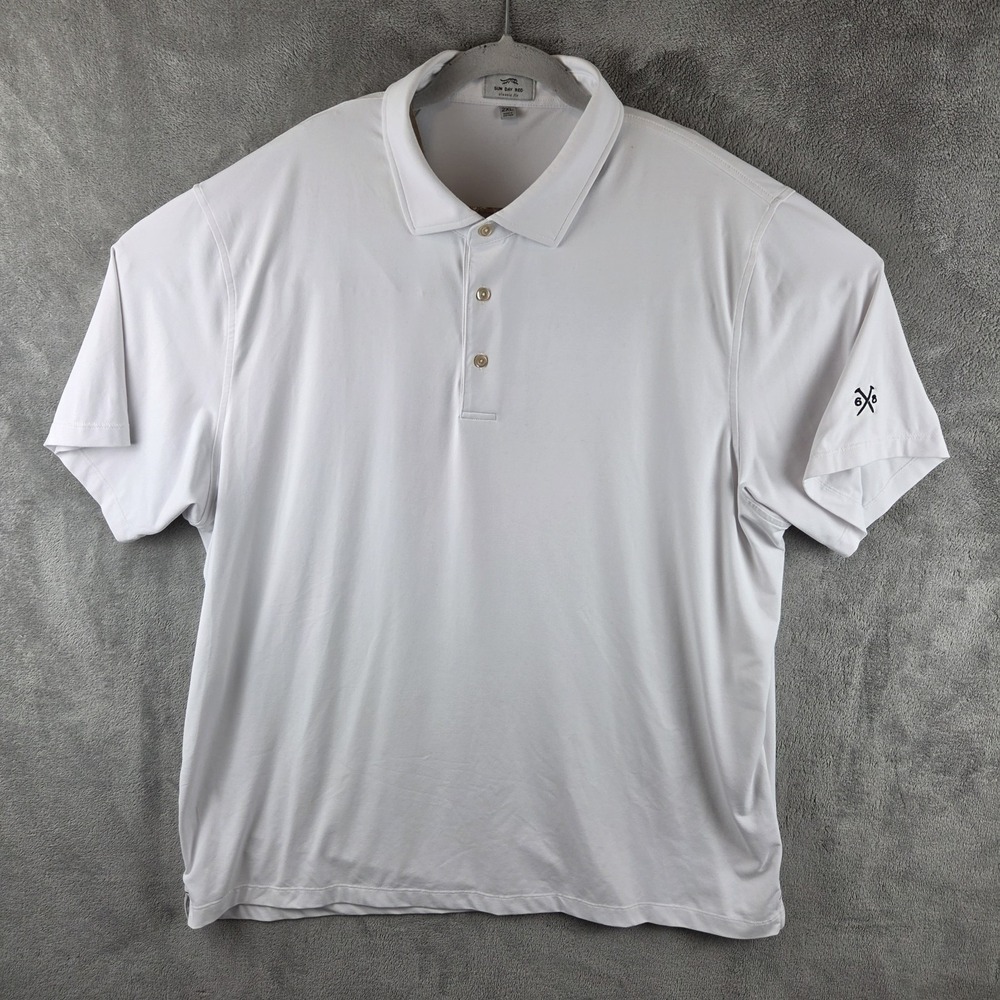 Sun Day Red Classic Fit White Polo Shirt Men 2XL Tiger Woods Logo Golf